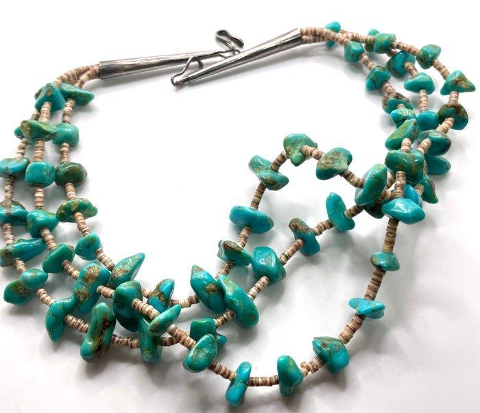 Halsketting - Verenigde Staten Navajo-turquoise heishi, Antiek en Kunst, Kunst | Niet-Westerse kunst