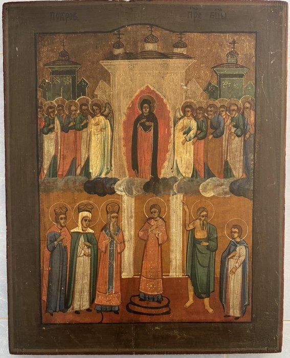 Icoon - Pokrov van de Moeder Gods - Hout, Antiek en Kunst, Kunst | Niet-Westerse kunst