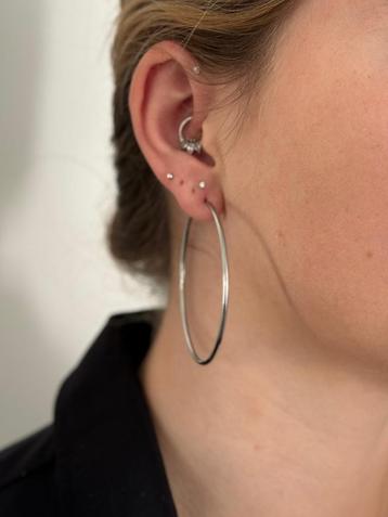 Zilveren grote oorringen 40-50-60 of 70 mm - stainless steel beschikbaar voor biedingen