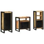 vidaXL Badkamermeubelset met plank 3 pcs Bruin Massief Mango, Huis en Inrichting, Verzenden, Nieuw
