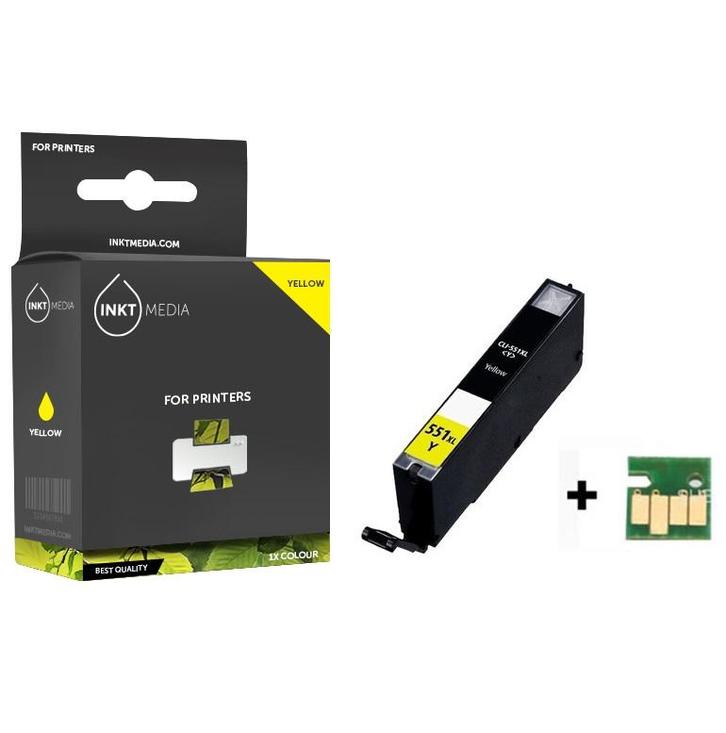 Geschikt Canon CLI-551Y XL inktcartridge Geel MET CHIP, Computers en Software, Printerbenodigdheden, Cartridge, Nieuw