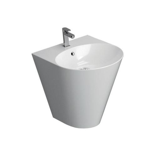 Wastafel BWS Cone Keramisch 51x44cm Met Kraangat Hoogglans, Doe-het-zelf en Verbouw, Sanitair, Overige typen, Nieuw, Ophalen of Verzenden