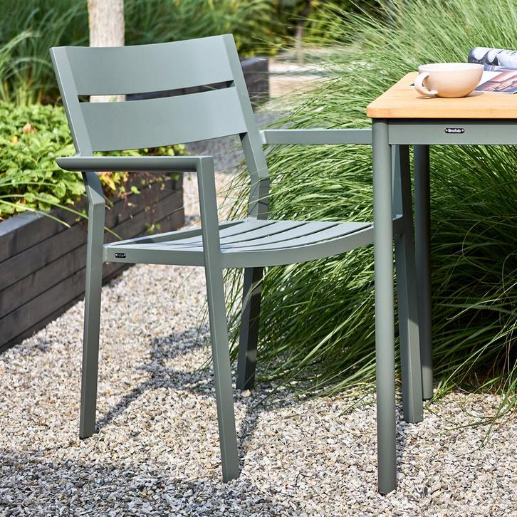 *WOONWINKEL* Tuinstoel Met Arm Grijsgroen, Tuin en Terras, Tuinsets en Loungesets, Nieuw, Verzenden