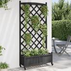 vidaXL Plantenbak met latwerk en wielen massief vurenhout, Tuin en Terras, Bloembakken en Plantenbakken, Verzenden, Nieuw, Hout