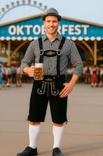 Grijs Oktoberfest Kostuum met Zwarte Lederhosen - Maat L, Ophalen of Verzenden, Nieuw, Maat 52/54 (L)