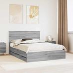 vidaXL Bedframe met lade Grijs Sonoma 150 x 200 cm, Verzenden, Nieuw, Grijs, Hout