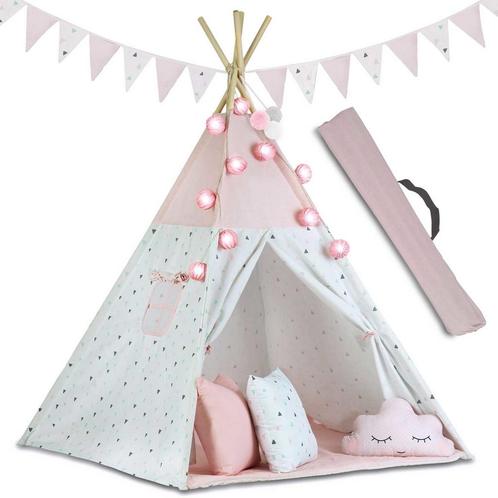 Tipi Wigwam tent - speeltent met licht & slingers – Roze, Kinderen en Baby's, Speelgoed | Educatief en Creatief, Nieuw, Ophalen of Verzenden