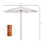 TRUUSK ® Parasol Houten Tuinparasol Markt Parasol 2.7m Slin, Tuin en Terras, Parasols, Verzenden, Nieuw