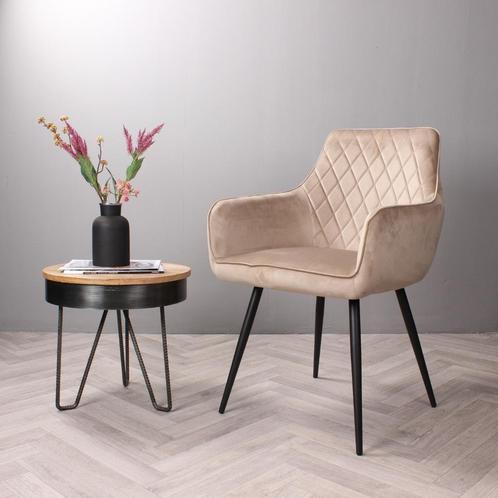 Eetkamerstoel met armleuning  Velvet Champagne - Armstoel, Huis en Inrichting, Stoelen, Nieuw, Ophalen of Verzenden