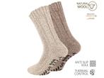 2 paar Noorse wollen sokken met antislip - Beige/Bruin, Kleding | Heren, Sokken en Kousen, Nieuw, Verzenden