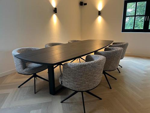 Eettafel eiken ovaal deens ovaal rond zwart bruin, Huis en Inrichting, Tafels | Eettafels, 100 tot 150 cm, 200 cm of meer, Vijf personen of meer