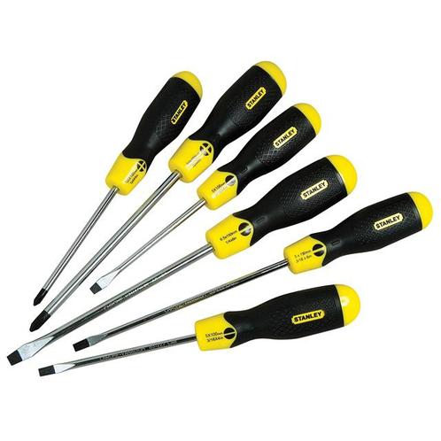 Schroevendraaierset 6-delig cushiongrip Stanley | 5-98-001, Doe-het-zelf en Verbouw, Gereedschap | Handgereedschap, Nieuw, Verzenden