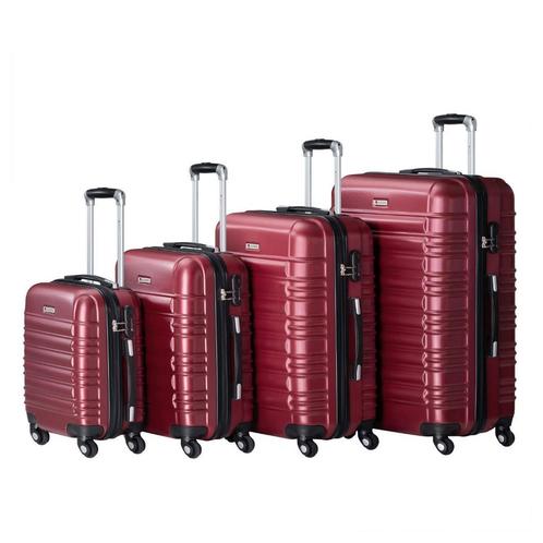 Trolley Reiskofferset / Kofferset - 4-delig - Rood - ABS, Sieraden, Tassen en Uiterlijk, Koffers, 45 tot 55 cm, 70 cm of meer