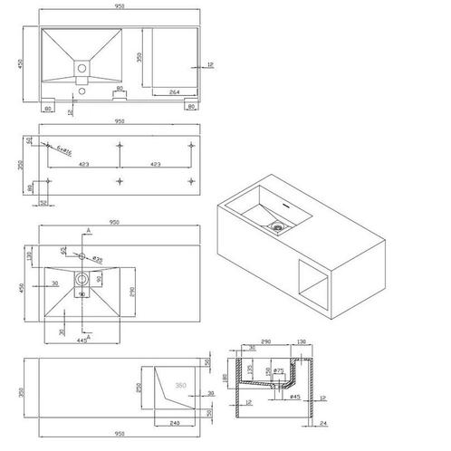 Best-Design Serena Wastafel Just-Solid 95x45x35cm Mat, Doe-het-zelf en Verbouw, Sanitair, Ophalen of Verzenden