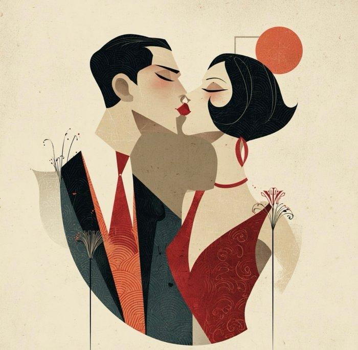Eric Brumette - KISS ME LIKE ART DECO - Toile L, Antiek en Kunst, Kunst | Designobjecten
