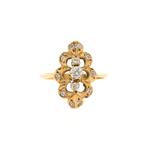 Vintage gouden ring met zirconia (geelgoud, damesring), Gebruikt, Overige kleuren, Ophalen of Verzenden, Kleiner dan 17