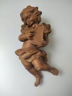 Snijwerk, Engel mit Harfe - Schutzengel - Amor - HOLZFIGUR -