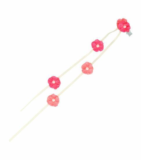 Haarspeld Duckklem Linten Bloemen Fuchsia Roze, Sieraden, Tassen en Uiterlijk, Uiterlijk | Haarverzorging, Verzenden