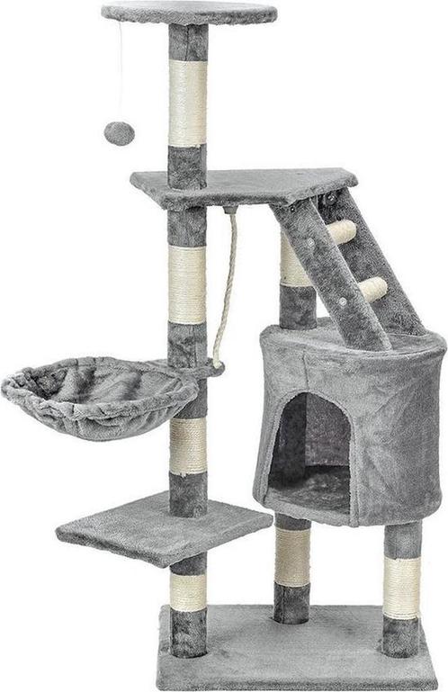 Luxe krabpaal met 6 plateaus en speelbal - Grijs - 117,5..., Dieren en Toebehoren, Krabmeubelen, Nieuw, Ophalen of Verzenden