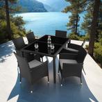 Wicker zitgroep Porto 6+1 met beschermhoes - zwart / grijs, Tuin en Terras, Tuinsets en Loungesets, Verzenden, Nieuw