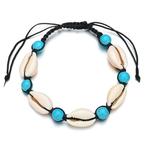 Fako Bijoux® - Armband - Schelpjes - Turquoise - Nylon -, Verzenden, Nieuw