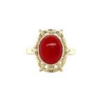 Gouden vintage ring met bloedkoraal 14 krt, Ophalen of Verzenden, Nieuw