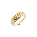 18 Krt. Tricolor gouden verwoven ring (witgoud, roségoud), Sieraden, Tassen en Uiterlijk, Ringen, 18 tot 19, Gebruikt, Overige kleuren