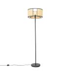 Oosterse vloerlamp zwart met rotan 40 cm - Akira, Huis en Inrichting, Lampen | Vloerlampen, Nieuw, Overige materialen, 150 tot 200 cm