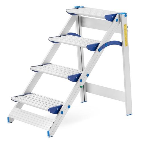 Huishoudtrap - 4 treden - aluminium - werkhoogte 293 cm, Doe-het-zelf en Verbouw, Ladders en Trappen, Nieuw, Ophalen of Verzenden