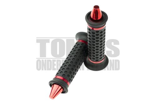 Handvatset Spike / Point zwart / rood 22mm / 24mm, Fietsen en Brommers, Brommeronderdelen | Algemeen, Nieuw, Ophalen of Verzenden