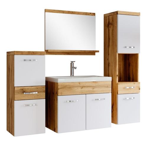 Badkamermeubel Set Alba 60 x 35 cm Eiken wit Badmeubel, Huis en Inrichting, Badkamer | Badkamermeubels, Nieuw, Wastafelkast, Verzenden