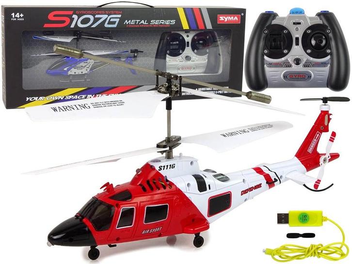 Syma S111G Helikopter Rood/Wit - Getest Tweedekansje - OP=OP, Hobby en Vrije tijd, Modelbouw | Vliegtuigen en Helikopters, Nieuw