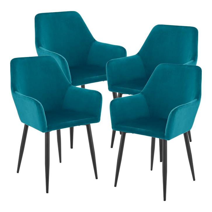 Eetkamerstoel Hollola set van 4 turquoise [en.casa], Huis en Inrichting, Stoelen, Verzenden