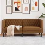 vidaXL Tweezitsbank Chesterfield-stijl kunstsuède bruin, Huis en Inrichting, Verzenden, Nieuw, Tweepersoons, Leer