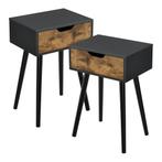 Bijzettafel Östersund 60x40x29,5 cm set van 2 zwart en houtk, Huis en Inrichting, Tafels | Bijzettafels, Verzenden, Nieuw
