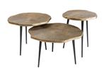 Set van 3 bijzettafels ORGANIC 60/50/40cm antiek messing, Ophalen of Verzenden, Nieuw