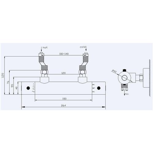 Douche Thermostaatkraan Rimini (Rvs Look) 12Cm, Doe-het-zelf en Verbouw, Sanitair, Ophalen of Verzenden