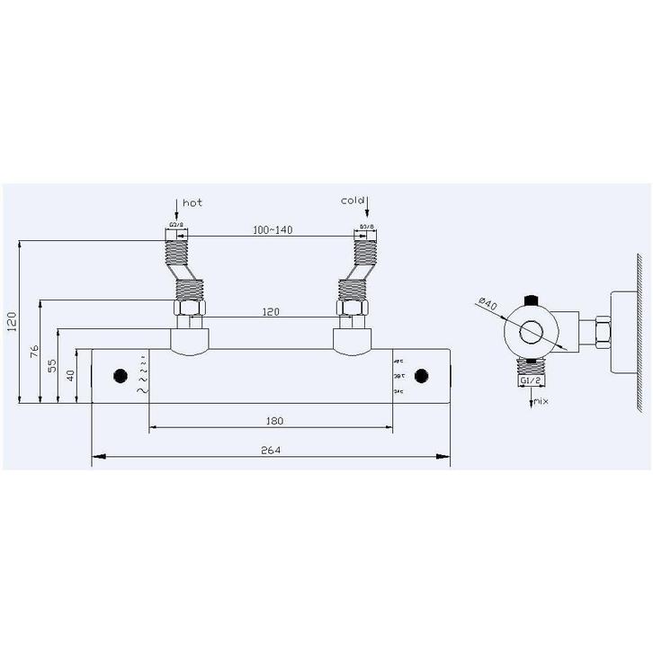 Douche Thermostaatkraan Rimini (Rvs Look) 12Cm, Doe-het-zelf en Verbouw, Sanitair, Ophalen of Verzenden