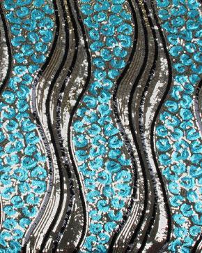 Paillettenstof Goud/Turquoise, Hobby en Vrije tijd, Stoffen en Lappen, Nieuw