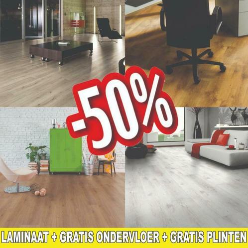 GOEDKOOP LAMINAAT + GRATIS ONDERVLOER + GRATIS PLINTEN, Huis en Inrichting, Stoffering | Vloerbedekking, Wit, Crème, Beige, Bruin