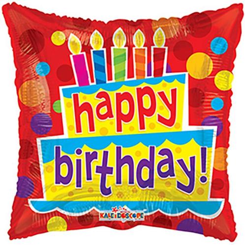 Helium Ballon Happy Birthday Taart Vierkant 45cm leeg, Hobby en Vrije tijd, Feestartikelen, Nieuw, Verzenden