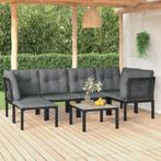 vidaXL 7-delige Loungeset poly rattan zwart en grijs, Verzenden, Nieuw, Rvs, Loungeset
