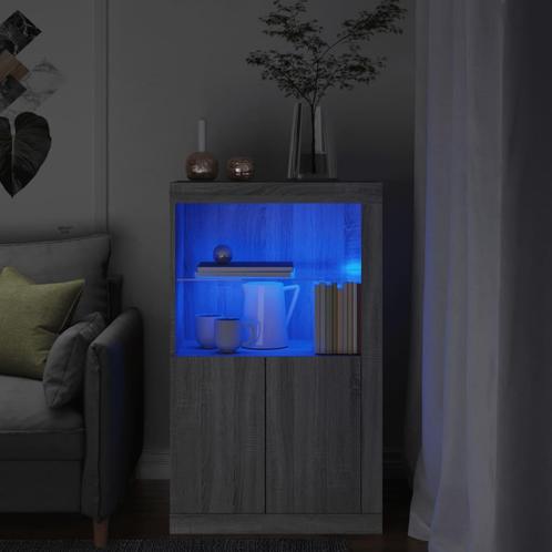 vidaXL Bijzetkast met LED bewerkt hout grijs sonoma, Huis en Inrichting, Kasten | Overige, Nieuw, Verzenden