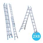 Eurostairs Reform ladder dubbel uitgebogen 2x8 sporten, Verzenden, Nieuw, Ladder