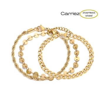 Armbanden set van 3 goud of zilver - stainless steel beschikbaar voor biedingen
