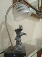 Lamp (1) - Glas (glas-in-lood), Marmer, Zinklegering, Antiek en Kunst, Kunst | Designobjecten