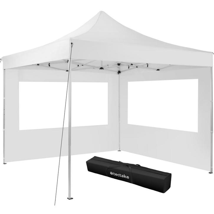 Opvouwbaar tuinpaviljoen 3x3m met 2 zijdelen - wit, Tuin en Terras, Partytenten, Verzenden