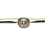Witgouden vintage lange smalle broche | Diamant 0,60 ct., Sieraden, Tassen en Uiterlijk, Broches, Gebruikt, Overige kleuren, Ophalen of Verzenden