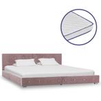vidaXL Bed met traagschuim matras fluweel roze 160x200 cm