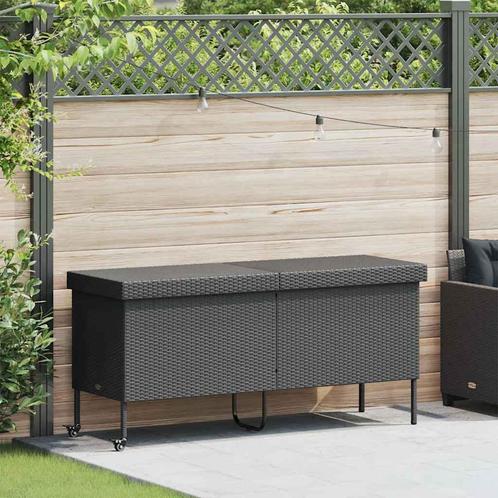 vidaXL Tuinbox met wielen 160x55x75 cm poly rattan zwart, Tuin en Terras, Overige Tuin en Terras, Nieuw, Verzenden